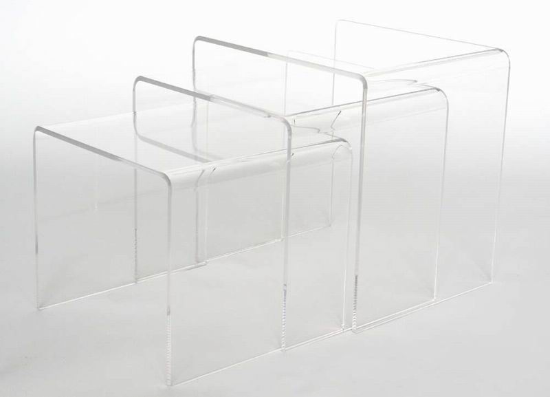 Baxton Studio Acrylic Nesting Table 3-Pc Table Set Display Stands Clear or Black